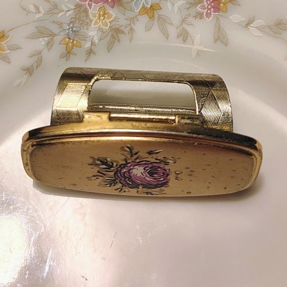 Vintage Gold and Pink Floral Brooch - Picture 5 of 6